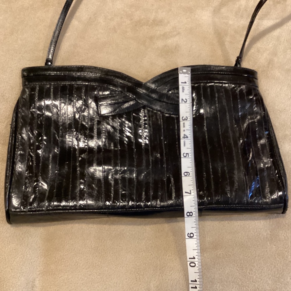 Eel Skin‎ Black Crossbody or Clutch Bag Purse Unbranded Vintage - Picture 7 of 8